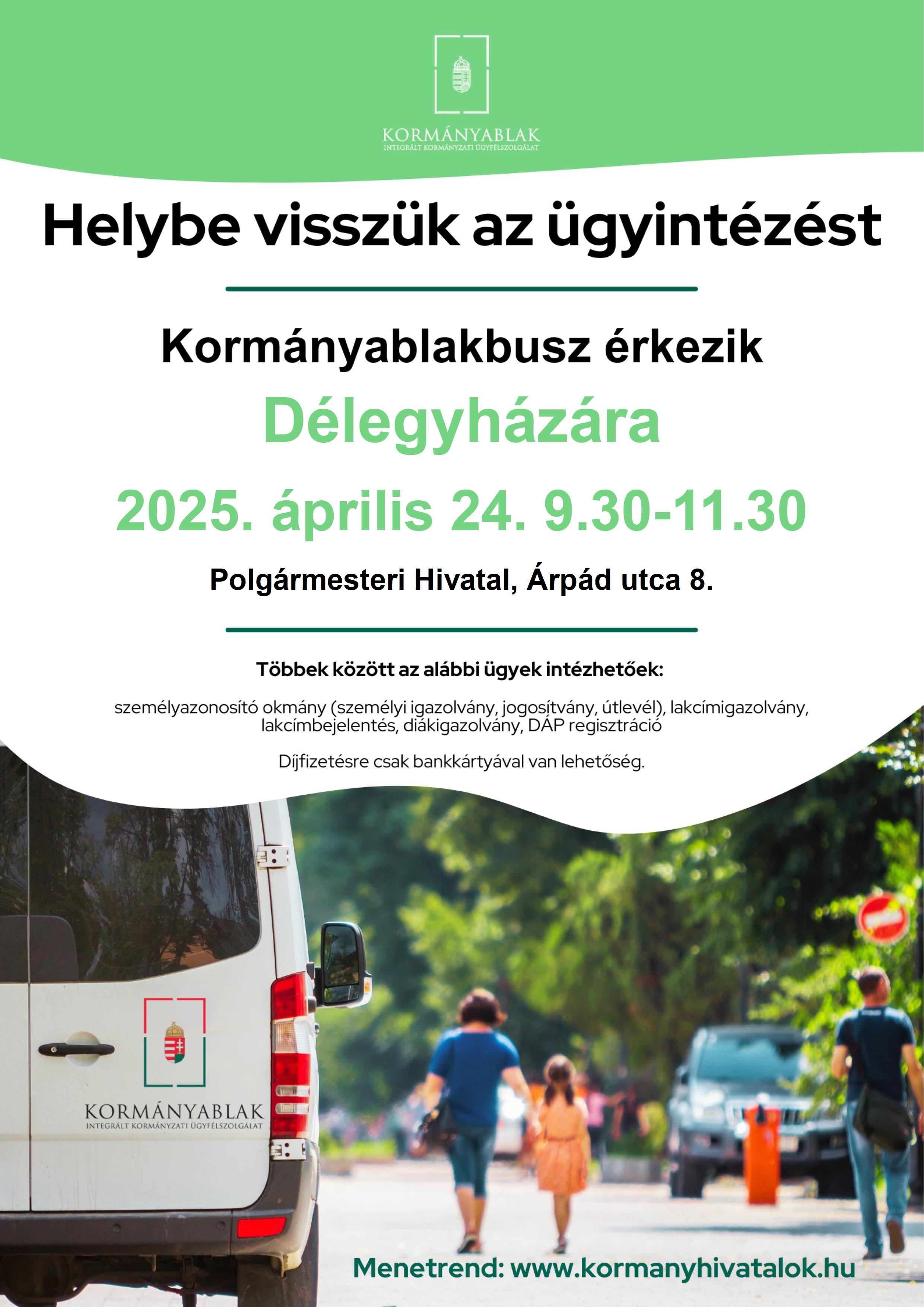 Plakát KAB busz Délegyháza 2025.04.24